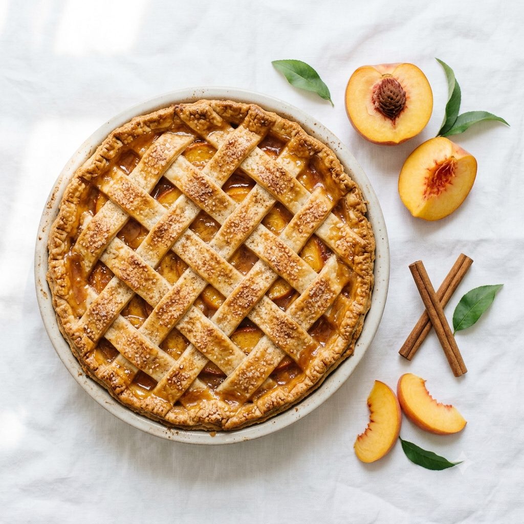 Peach pie, fresh from Vi's oven